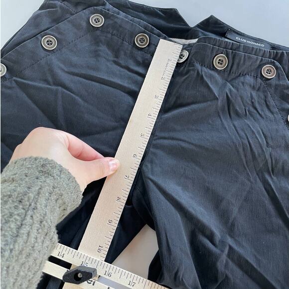 Club‎ Monaco Pants Women 0 Black Button Detail Notch Waist Ankle - Picture 5 of 7